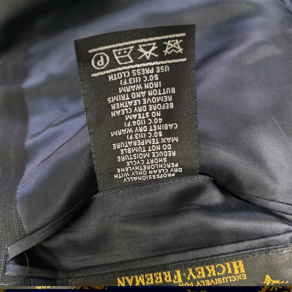 Hickey Freeman Loro Piana Navy Blue Diplomat 100% Wool Tasmanian 120s Blazer 42R - Picture 11 of 15